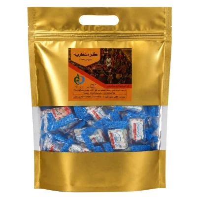 گز لقمه 20% مغز پسته و بادام نیم کیلویی حاوی عسل و ترنجبین